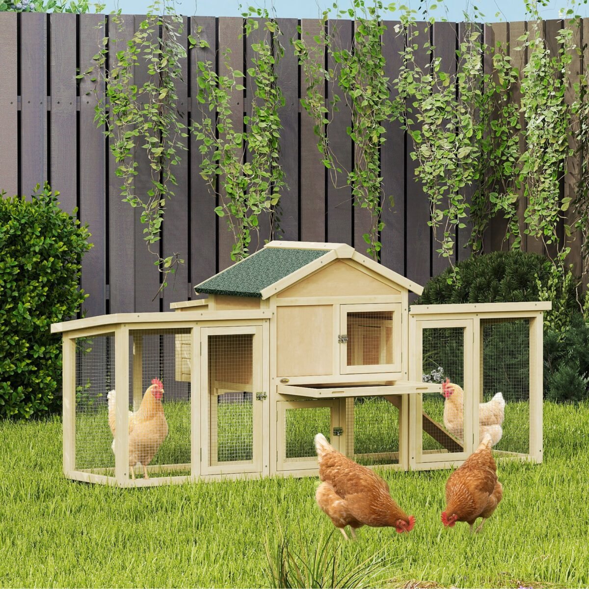 Medinė dviaukštė vištidė su aptvaru ir lizdaviete – Paveikslėlis 2