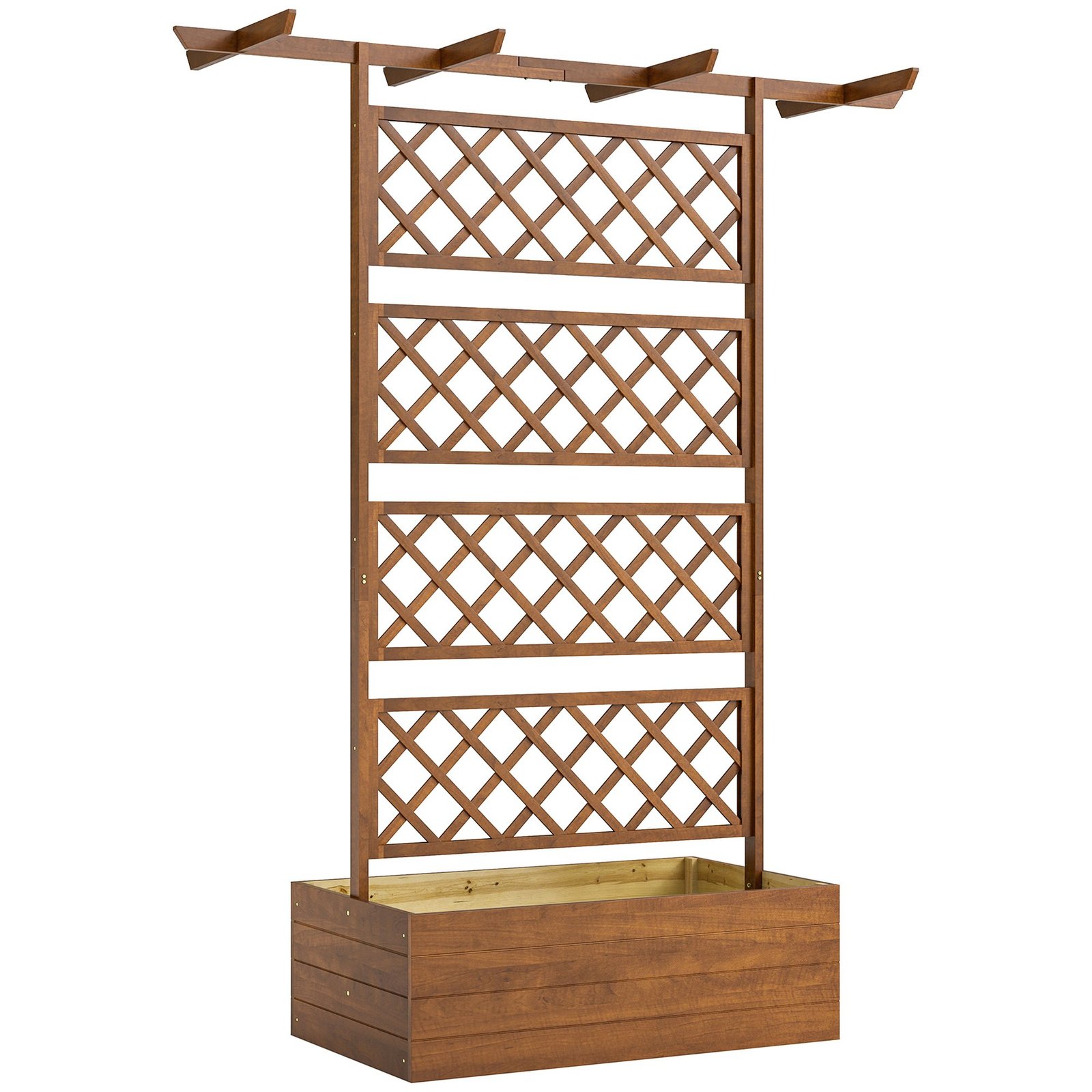 Medinė pakelta lysvė su atraminėmis grotelėmis ir stogeliu