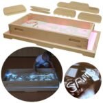 Medinė smėlio dėžė piešimui šviesa