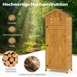 Medinė sodo spinta su sulankstomu šoniniu staliuku ir reguliuojamomis lentynomis (Natūrali) – Paveikslėlis 3