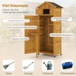 Medinė sodo spinta su sulankstomu šoniniu staliuku ir reguliuojamomis lentynomis (Natūrali) – Paveikslėlis 5