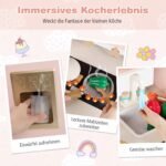 Medinė vaikiška žaidimų virtuvėlė su saugojimo vieta (Rožinė) – Paveikslėlis 4