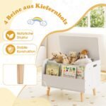 Medinė vaikiška žaislų dėžė su priekine knygų lentyna (Balta) – Paveikslėlis 4