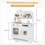 Medinė vaikų virtuvėlė su daiktadėže ir 17 priedų (Balta) – Paveikslėlis 2