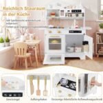 Medinė vaikų virtuvėlė su daiktadėže ir 17 priedų (Balta) – Paveikslėlis 5