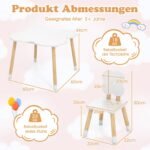 Medinis gėlės formos vaikiškas staliukas su 2 kėdutėmis (Balta) – Paveikslėlis 2