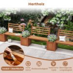 Medinis lauko suolas su integruotomis gėlių dėžėmis ir atlošu (Natūrali)