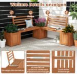 Medinis lauko suolas su integruotomis gėlių dėžėmis ir atlošu (Natūrali) – Paveikslėlis 2