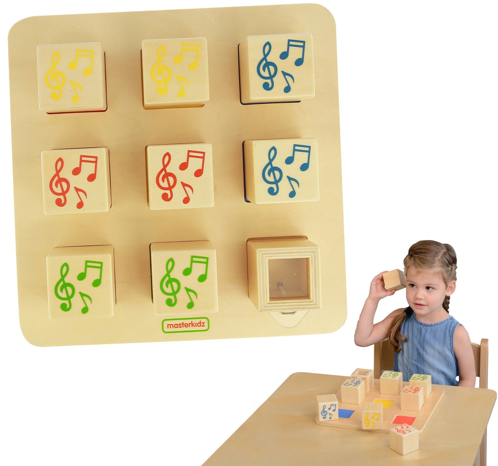 Medinis sensorinis garsų rūšiavimo žaidimas Montessori