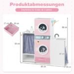 Medinis skalbimo mašinos žaidimo rinkinys vaikams su lyginimo lenta (Rožinė) – Paveikslėlis 2