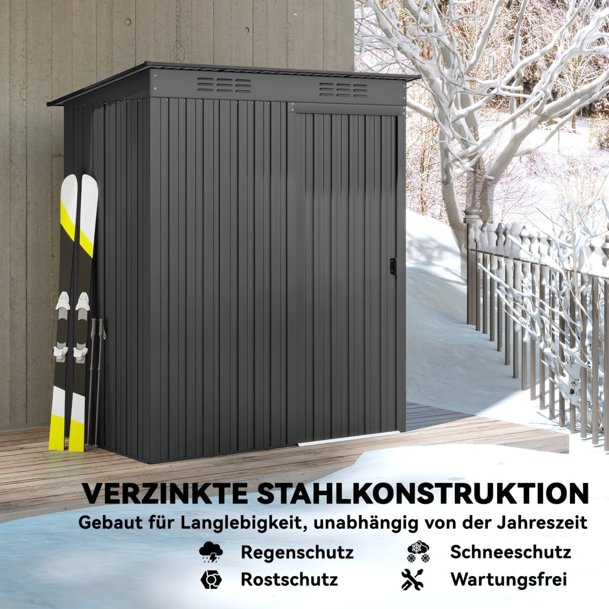 Metalinis sodo sandėliukas, lengvai surenkamas, su stumdomomis durimis, 1,37 m² – Paveikslėlis 5