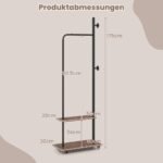 Mobilus drabužių stovas su atvira kabykla ir lentynomis (Ruda)