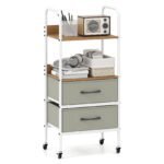 Mobilus vežimėlis su 2 stalčiais ir 2 atviromis lentynomis (Pilka)