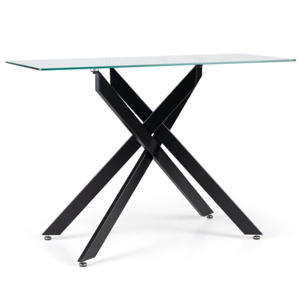 Modernus konsolinis staliukas su grūdinto stiklo stalviršiu (Juoda)