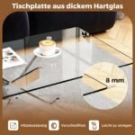 Modernus stačiakampis kavos staliukas su grūdinto stiklo stalviršiu (Sidabrinė)