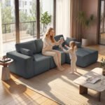 Modulinė L formos sofa-lova su giliomis sėdynėmis – Paveikslėlis 2