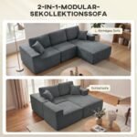 Modulinė L formos sofa-lova su giliomis sėdynėmis – Paveikslėlis 4
