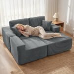 Modulinė L formos sofa-lova su giliomis sėdynėmis – Paveikslėlis 9