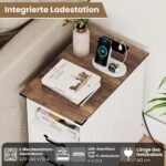 Naktiniai staliukai su stalčiais ir integruota įkrovimo stotele (2 vnt.) (Balta) – Paveikslėlis 3