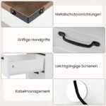 Naktiniai staliukai su stalčiais ir integruota įkrovimo stotele (2 vnt.) (Balta) – Paveikslėlis 5