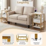 Naktinis staliukas su įkrovimo stotele ir medžiaginiu stalčiumi (Balta) – Paveikslėlis 4