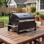 Nešiojama anglių kepsninė su dviejų pakopų anglių padėklu ir termometru – Paveikslėlis 3