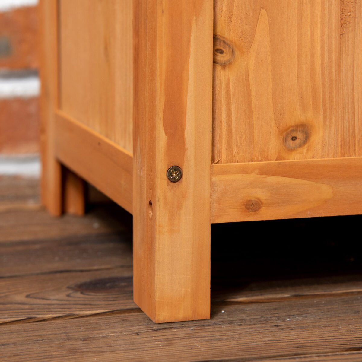 Medinė augalų dėžė su kampiniu spalieru ir drenažo anga – Paveikslėlis 9