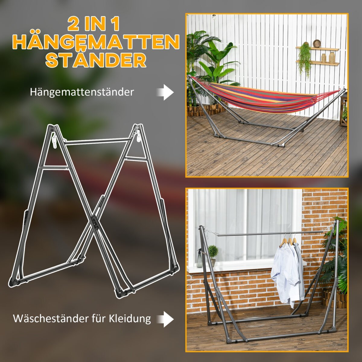 Oro sąlygoms atsparus dvigubos paskirties hamako stovas – Paveikslėlis 4