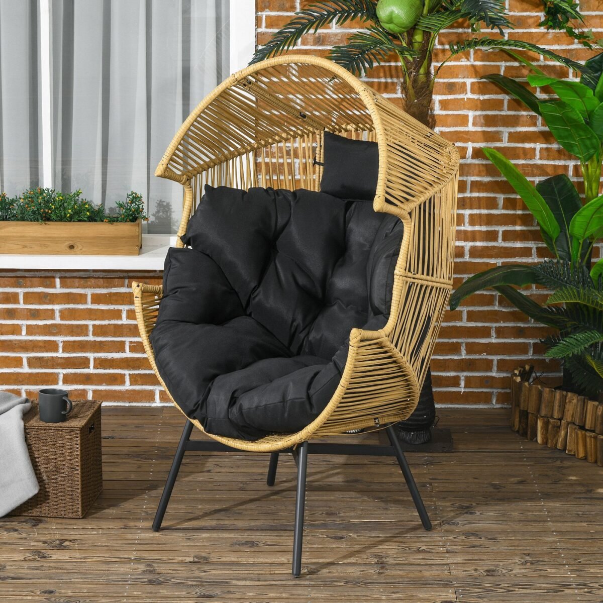 PE ratano lauko krėslas su 14 cm sėdynės pagalve ir 8 cm galvos atrama – Paveikslėlis 2