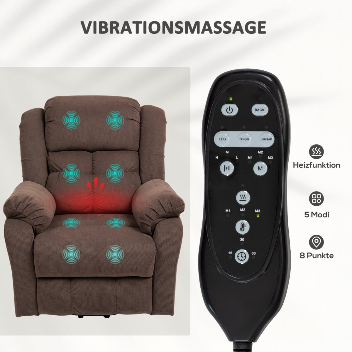 Pakeliamasis masažinis fotelis su juosmens šildymu – Paveikslėlis 5