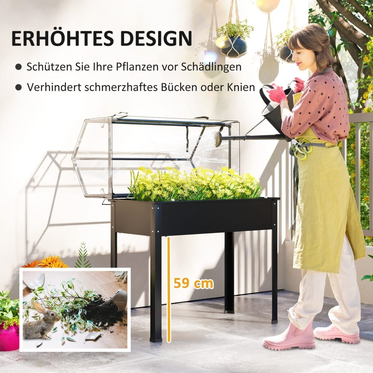 Pakelta lysvė su šiltnamio dangčiu ir drenažo angomis – Paveikslėlis 5