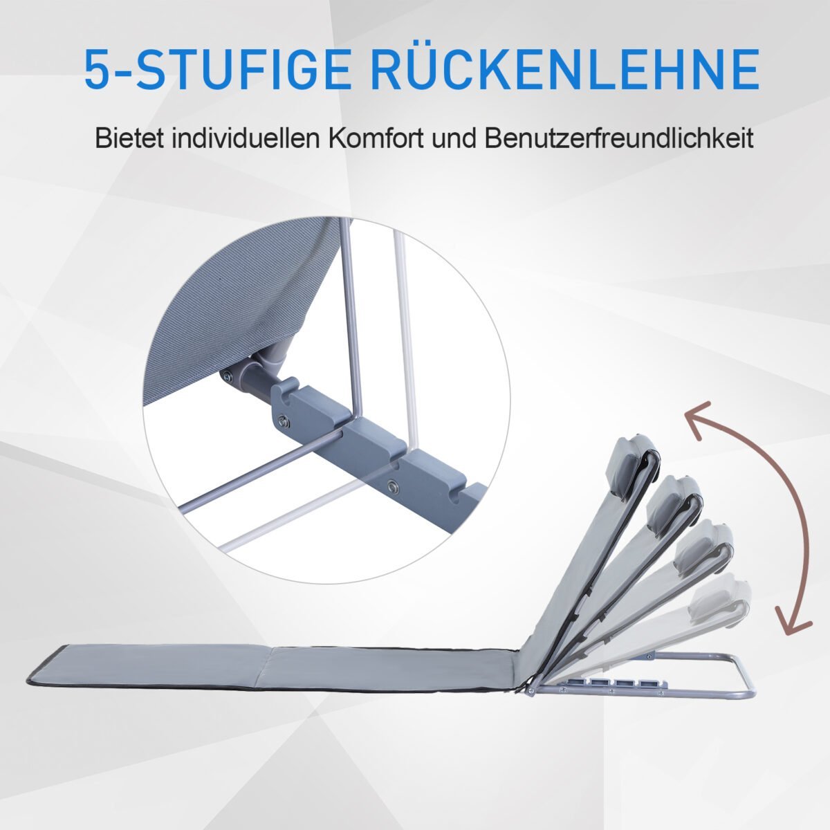 Paplūdimio gultas su 5 padėčių reguliuojamu atlošu ir transportavimo krepšiu – Paveikslėlis 4