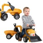 Paspiriamas ekskavatorius-stumdukas su priekaba