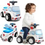 Paspiriamasis greitosios pagalbos automobilis su signalu ir daiktadėže