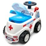 Paspiriamasis greitosios pagalbos automobilis su signalu ir daiktadėže