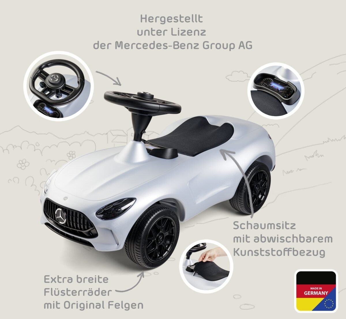 Mašinėlė paspirtukas BIG Bobby Car Mercedes-AMG GT – Paveikslėlis 9