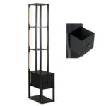 Pastatoma lempa su šoniniu staliuku ir reguliuojamu LED apšvietimu (Juoda)