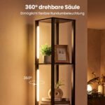 Pastatoma lempa su šoniniu staliuku ir reguliuojamu LED apšvietimu (Juoda) – Paveikslėlis 4