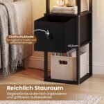 Pastatoma lempa su šoniniu staliuku ir reguliuojamu LED apšvietimu (Juoda) – Paveikslėlis 5