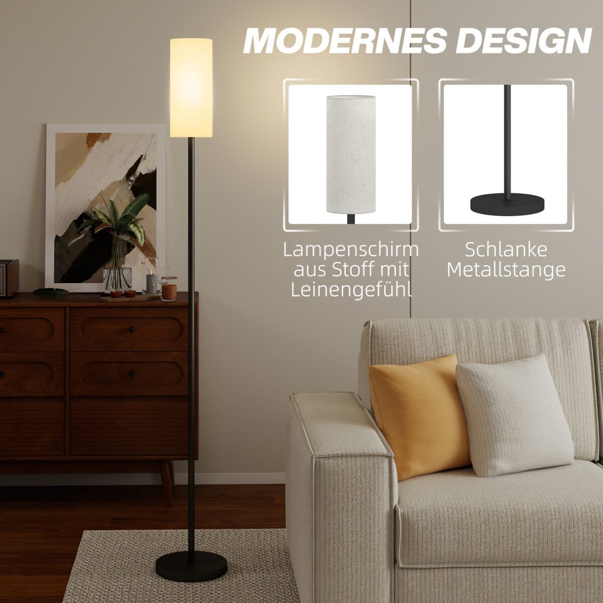 Pastatomas šviestuvas su lino efekto gaubtu ir kojiniu jungikliu – Paveikslėlis 4