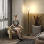 Pastatomas šviestuvas su lino efekto gaubtu ir kojiniu jungikliu – Paveikslėlis 8