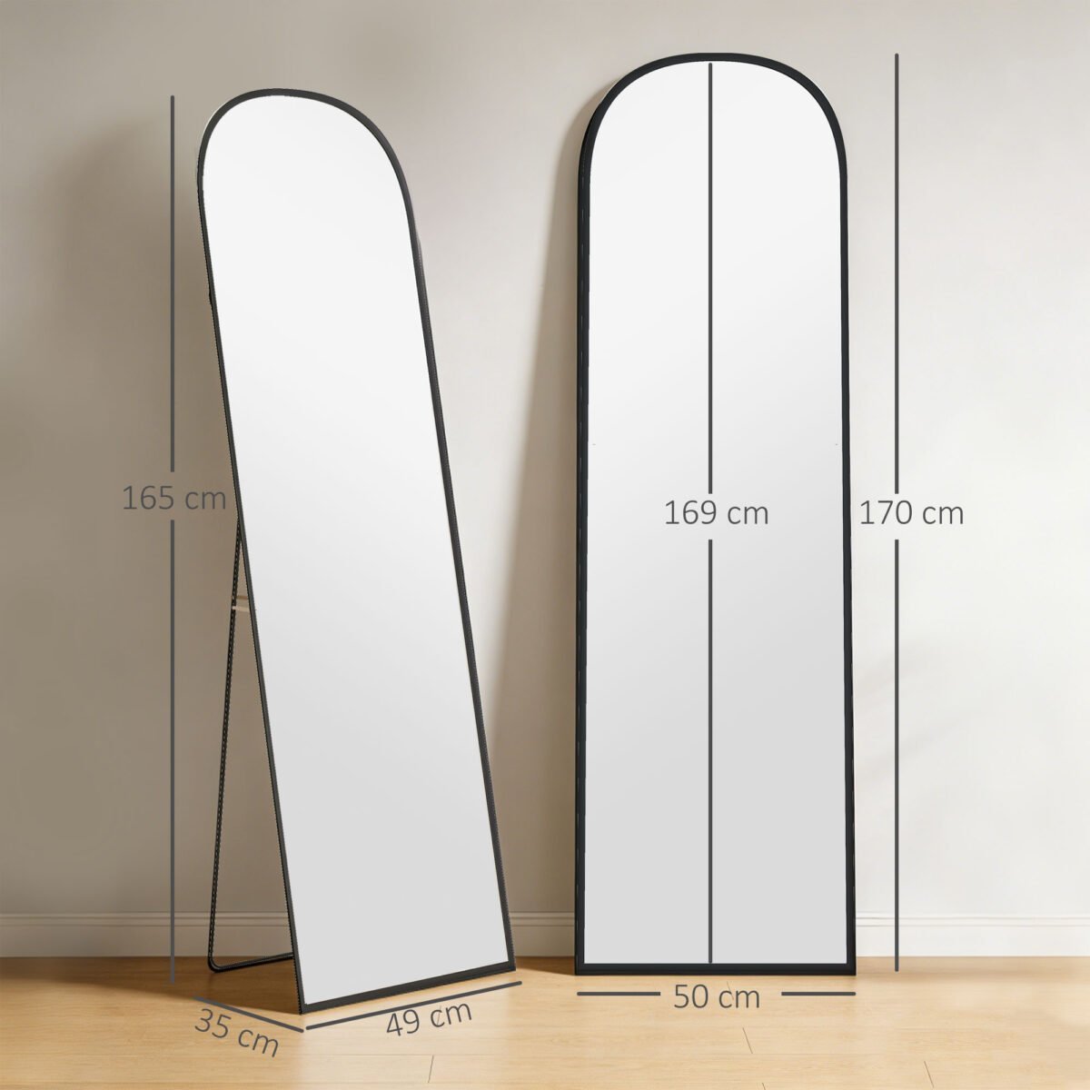 Pastatomas viso kūno veidrodis su lenktu rėmu – Paveikslėlis 3