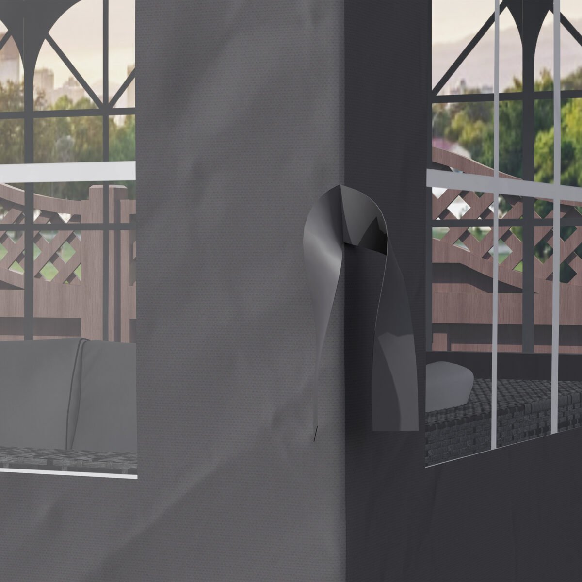 Paviliono šoninių sienelių komplektas su langais ir užtrauktukais 3x3 m – Paveikslėlis 9