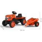 Pedalinis traktorius Kubota su priekaba ir atidaromu variklio gaubtu 1