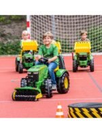 Pedalinis traktorius John Deere Rolly X-trac Premium su kaušu ir guminiais ratais