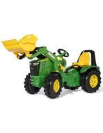 Pedalinis traktorius John Deere Rolly X-trac Premium su kaušu ir guminiais ratais