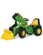 Pedalinis traktorius John Deere Rolly X-trac Premium su kaušu ir guminiais ratais