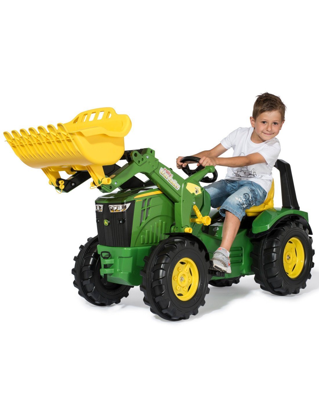 Pedalinis traktorius john deere rollyx-trac premium su kaušu ir guminiais ratais