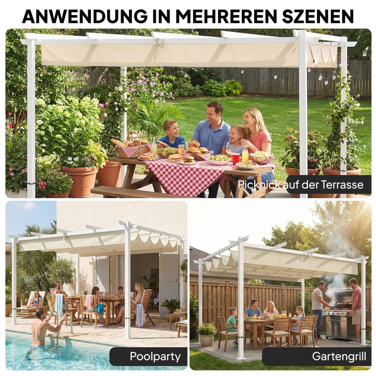 Pergola 3 x 4 m su stumdomu stogu ir UV30+ apsauga – Paveikslėlis 8