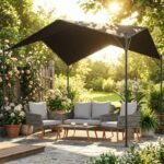 Pergola 3x3m su nuožulniu stogu atspari oro sąlygoms – Paveikslėlis 9
